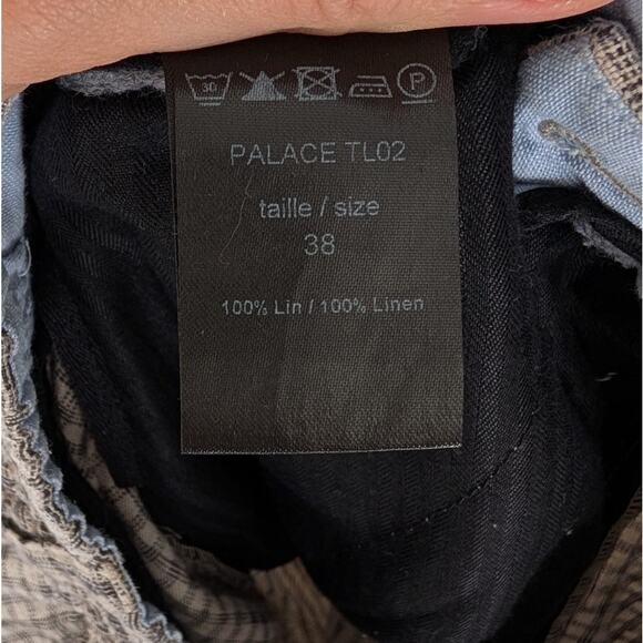 Leon & Harper Gray Checked 100% Linen High Rise Wide Leg Pants, size EU38/US6/M - Picture 8 of 9